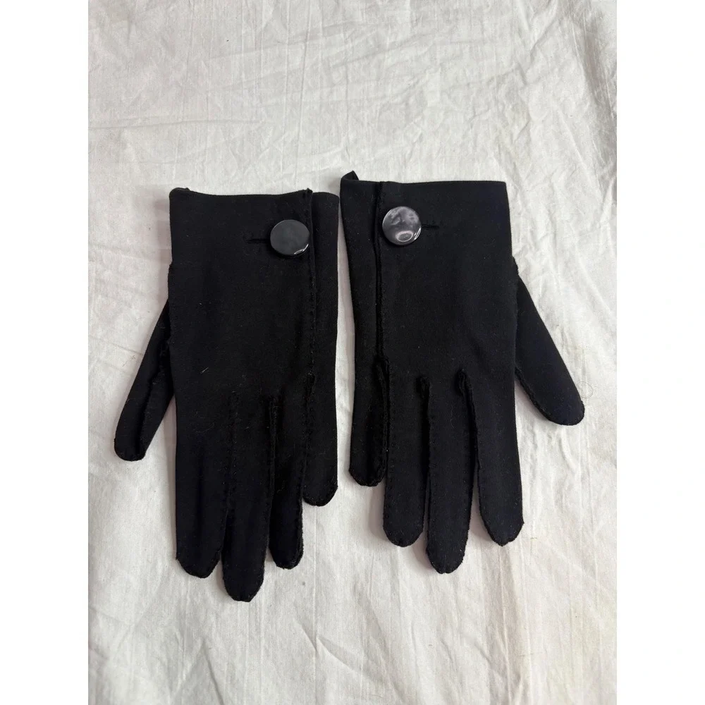 Vintage Black Button Accent Gloves Womens Dressy Opera Evening Fashion Accessory